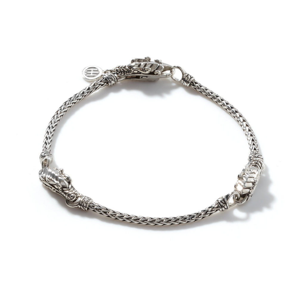 Naga Heritage Silver Triple Station Bracelet with Lobster Clasp by John Hardy