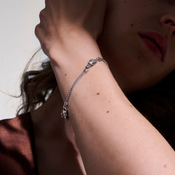 Naga Heritage Silver Triple Station Bracelet with Lobster Clasp by John Hardy