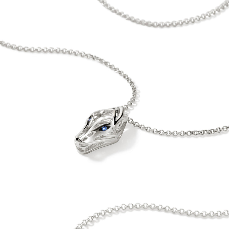 Naga Silver Pendant with Blue Sapphire Eyes by John Hardy