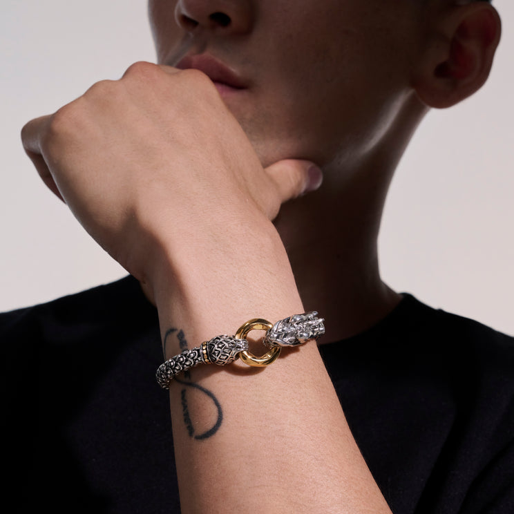 Naga Heritage Silver Dragon Bracelet with 18K Gold Ring by John Hardy