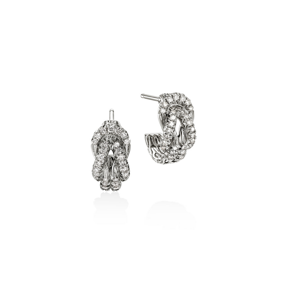 Love Knot Silver Diamond Pave Earrings by John Hardy