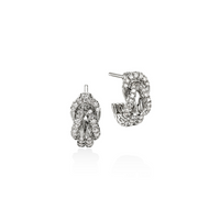 Love Knot Silver Diamond Pave Earrings by John Hardy