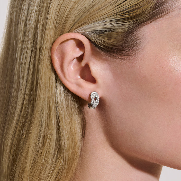 Love Knot Silver Diamond Pave Earrings by John Hardy