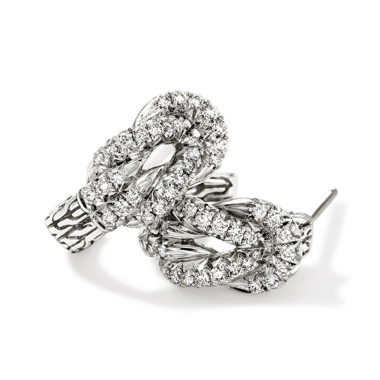 Love Knot Silver Diamond Pave Earrings by John Hardy