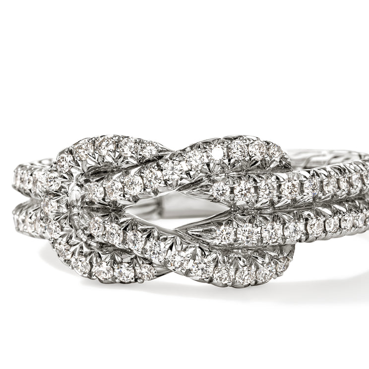 Love Knot Silver Diamond Pave Ring by John Hardy