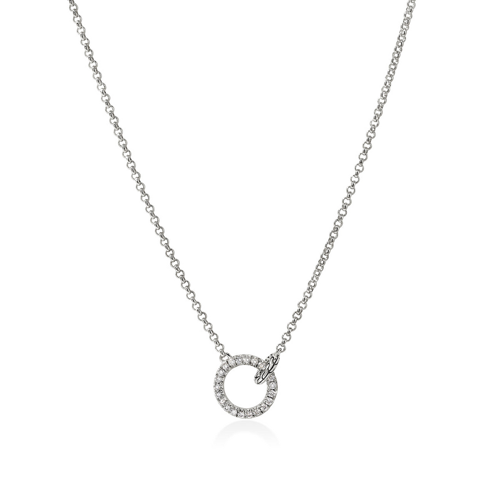 JH Essentials Silver Diamond Pave Interlinking Necklace by John Hardy