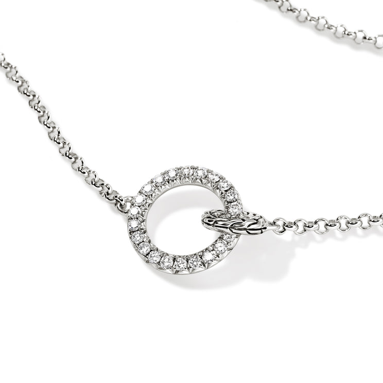 JH Essentials Silver Diamond Pave Interlinking Necklace by John Hardy