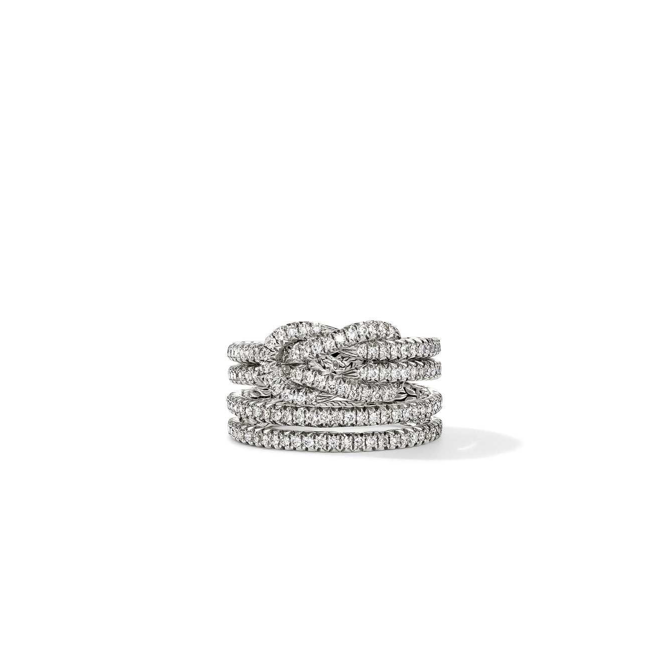 Love Knot Silver Diamond Pave Ring by John Hardy