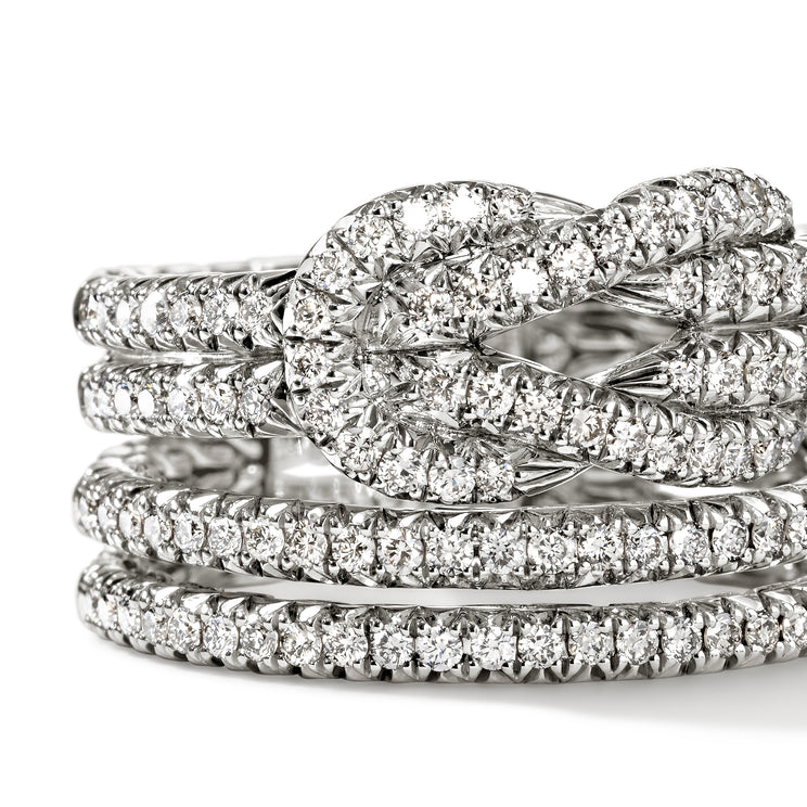 Love Knot Silver Diamond Pave Ring by John Hardy