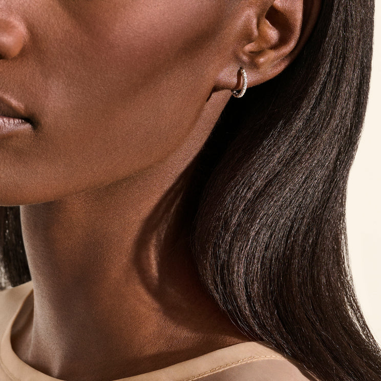JH Essentials Silver Diamond Pave Hoop Earrings by John Hardy