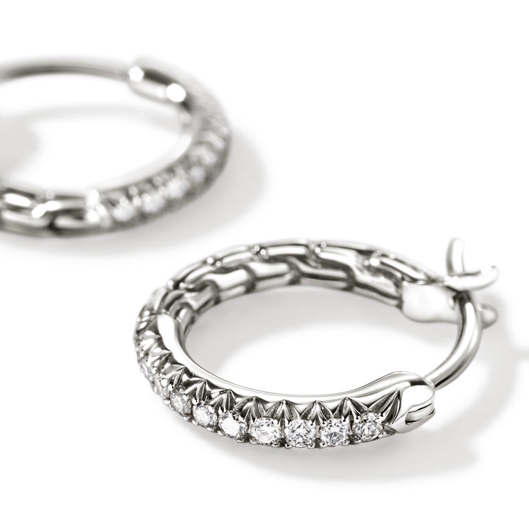 JH Essentials Silver Diamond Pave Hoop Earrings by John Hardy