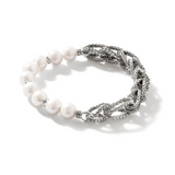 Surf Woven Link Silver Bracelet with Cultured Fresh Water Pearl by John Hardy