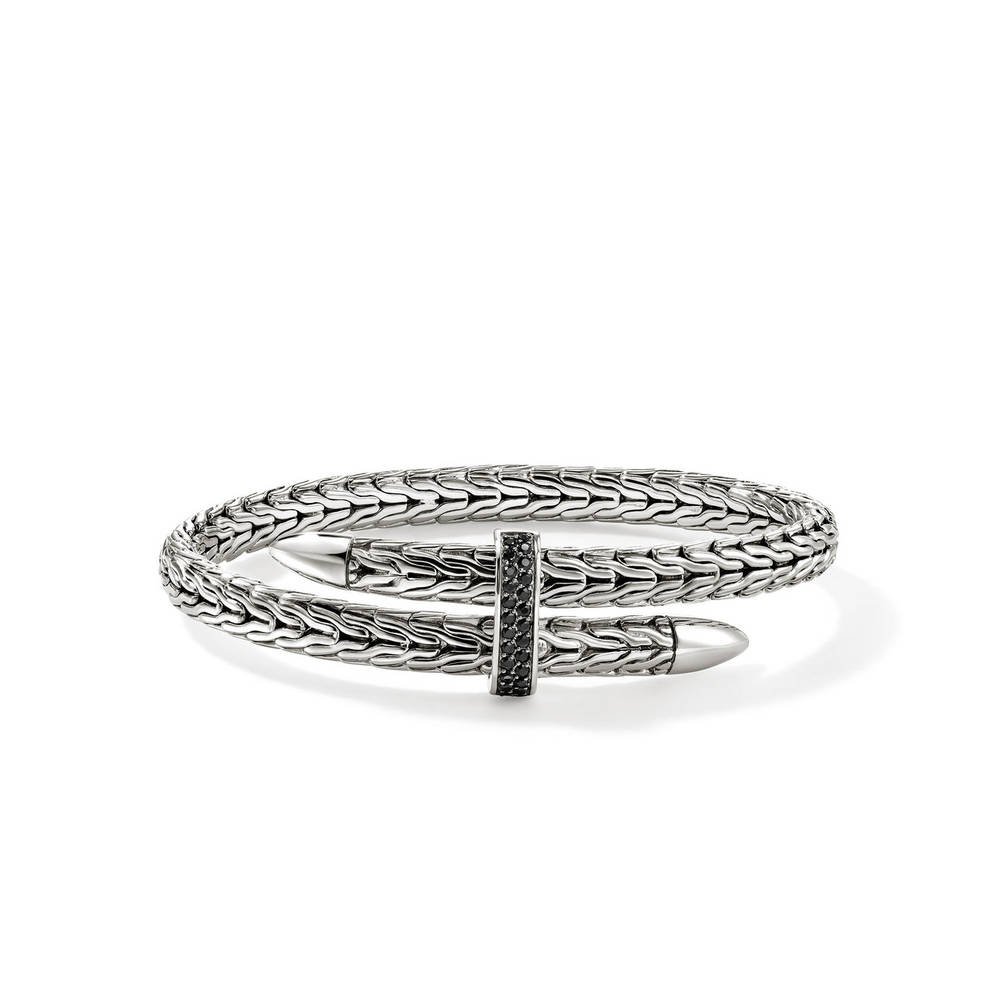 Spear Silver Bypass Flex Cuff with Treated Black Sapphire by John Hardy