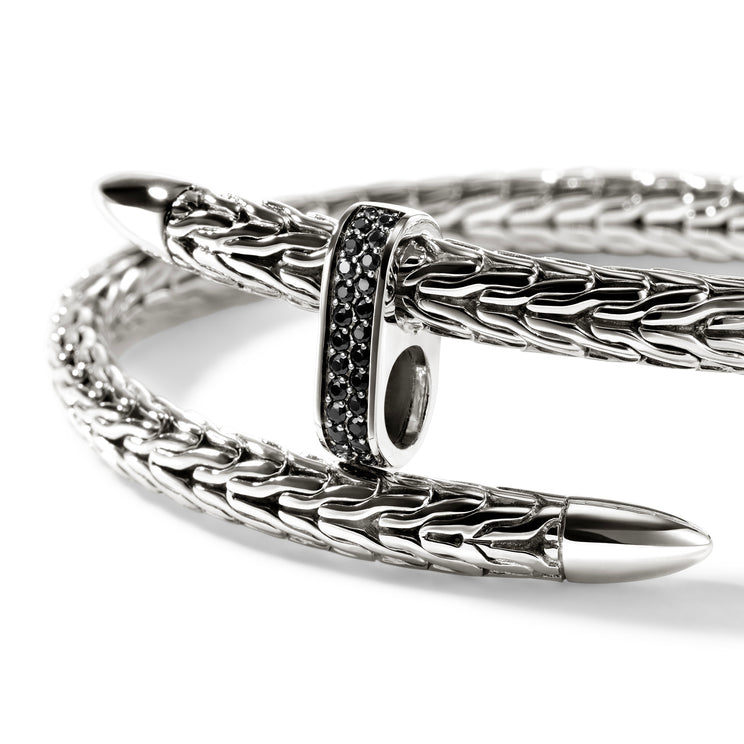 Spear Silver Bypass Flex Cuff with Treated Black Sapphire by John Hardy