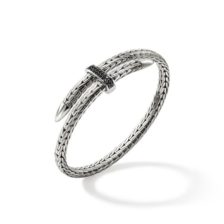 Spear Silver Bypass Flex Cuff with Treated Black Sapphire by John Hardy