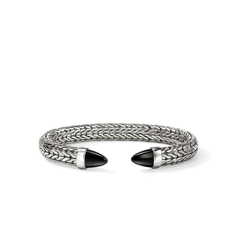 Men's Spear 50 Silver Flex Cuff with Treated Black Onyx by John Hardy