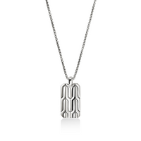 Icon 50 Silver Tag Pendant on Box Chain Necklace by John Hardy