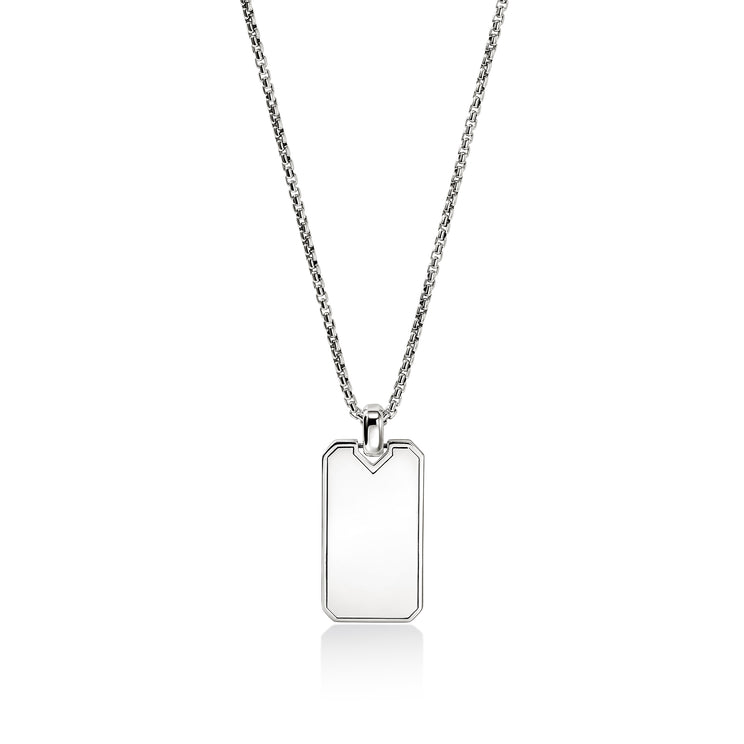 Icon 50 Silver Tag Pendant on Box Chain Necklace by John Hardy