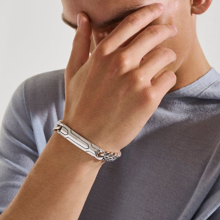 Icon 50 Silver Curb Link Station Bracelet by John Hardy