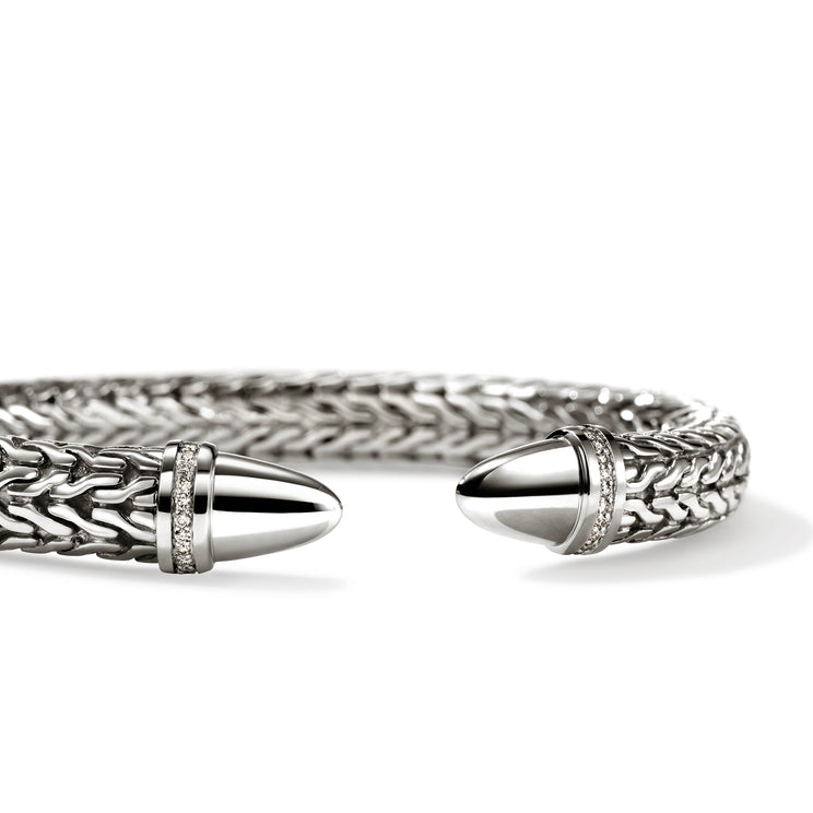 Spear 50 Silver Diamond Pave Flex Cuff by John Hardy