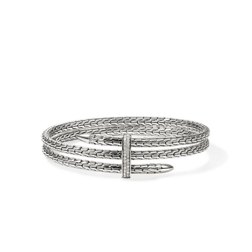Spear Silver Diamond Pave Double Flex Cuff by John Hardy