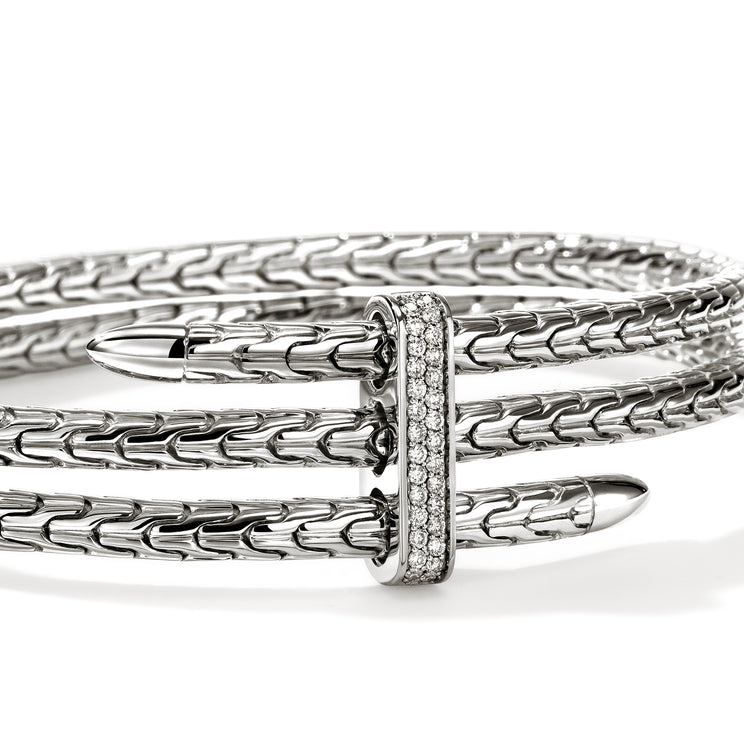 Spear Silver Diamond Pave Double Flex Cuff by John Hardy