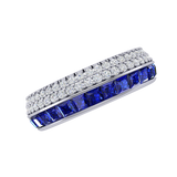 14K White Gold Sapphire and Diamond Band
