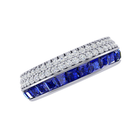 14K White Gold Sapphire and Diamond Band