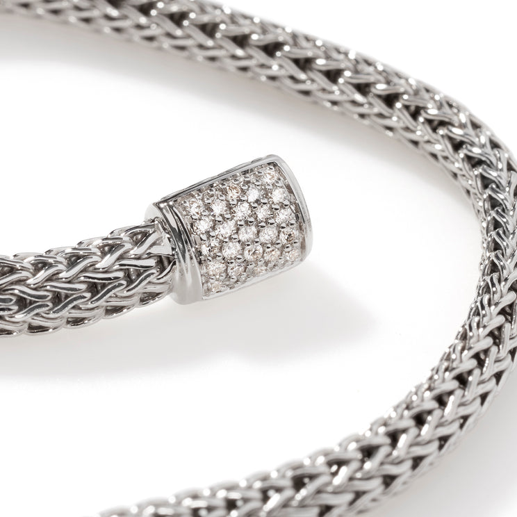 Icon Silver 0.15cttw Diamond Pave Extra-Small Bracelet Sz UXL by John Hardy