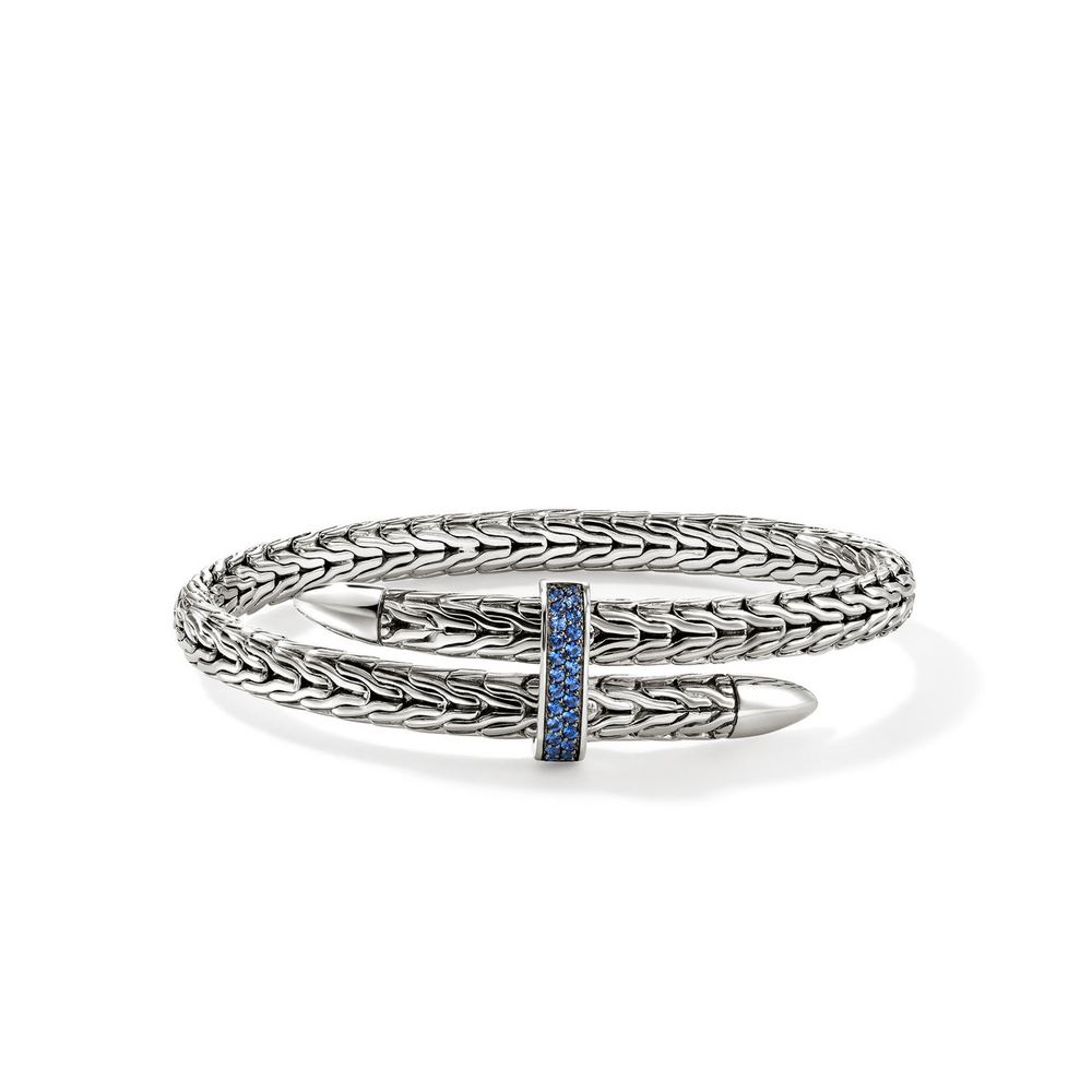 Spear Silver Bypass Flex Cuff in Sapphire by John Hardy