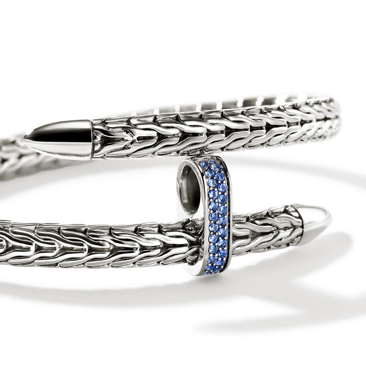 Spear Silver Bypass Flex Cuff in Sapphire by John Hardy