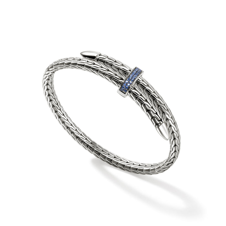 Spear Silver Bypass Flex Cuff in Sapphire by John Hardy
