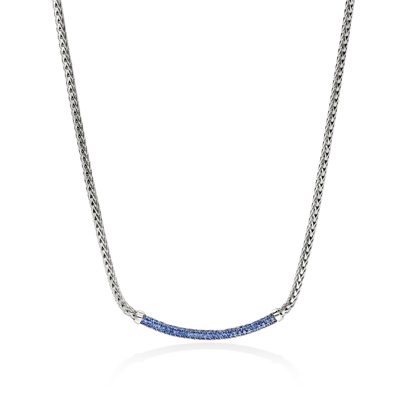 JH Essentials Silver Mini Chain Necklace in Blue Sapphire by John Hardy