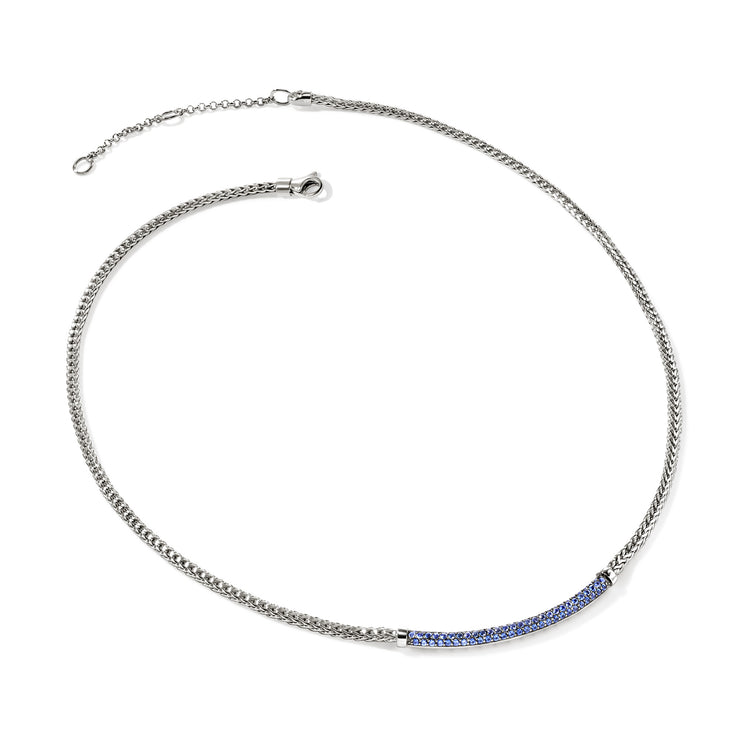 JH Essentials Silver Mini Chain Necklace in Blue Sapphire by John Hardy