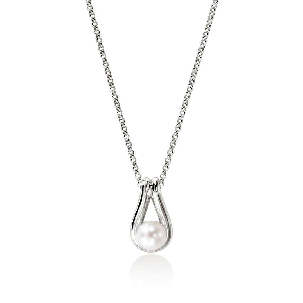 Surf Silver Pendant with Cultured Fresh Water Pearl on Rolo Chain by John Hardy