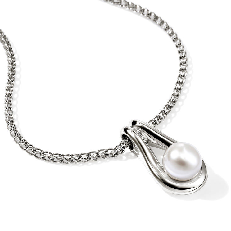 Surf Silver Pendant with Cultured Fresh Water Pearl on Rolo Chain by John Hardy
