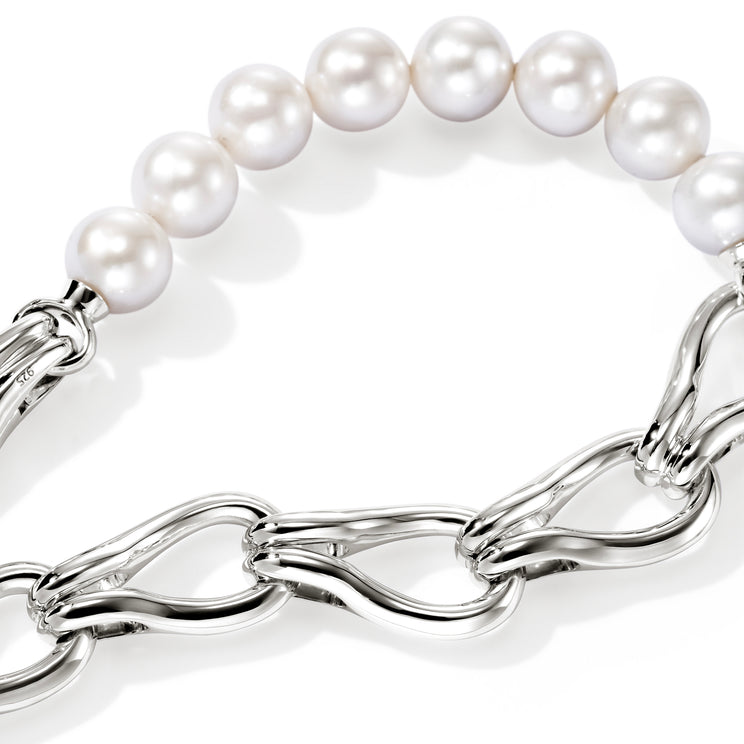 Surf Silver Link Bracelet with Cultured Fresh Water Pearls by John Hardy