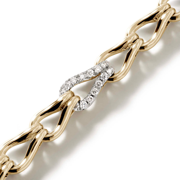 Surf 14K Gold Diamond Pave Link Bracelet by John Hardy