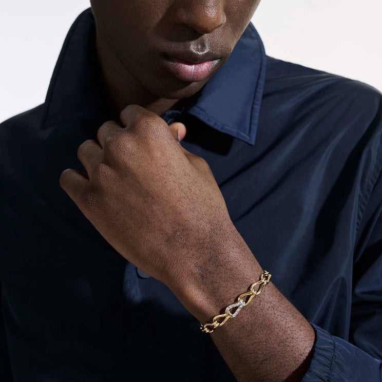 Surf 14K Gold Diamond Pave Link Bracelet by John Hardy