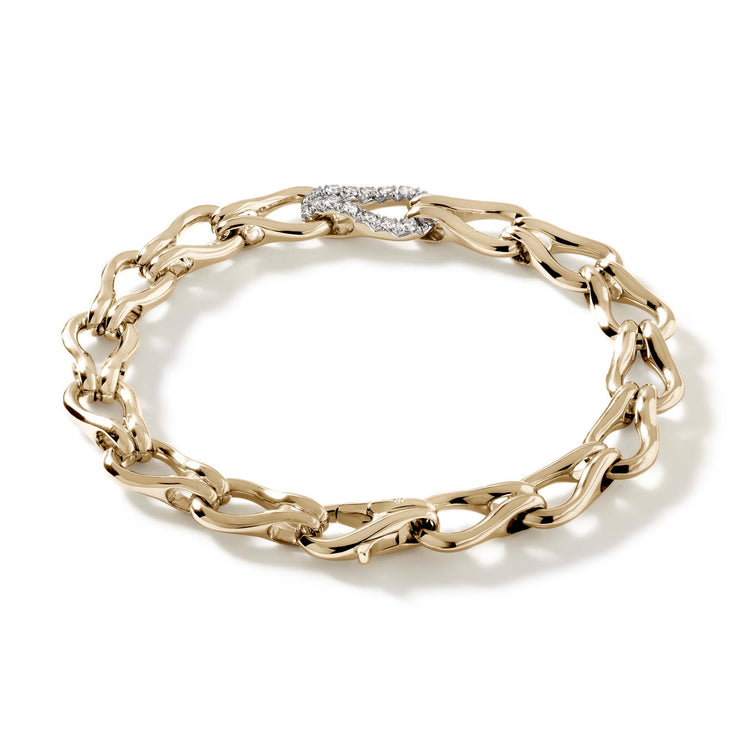 Surf 14K Gold Diamond Pave Link Bracelet by John Hardy