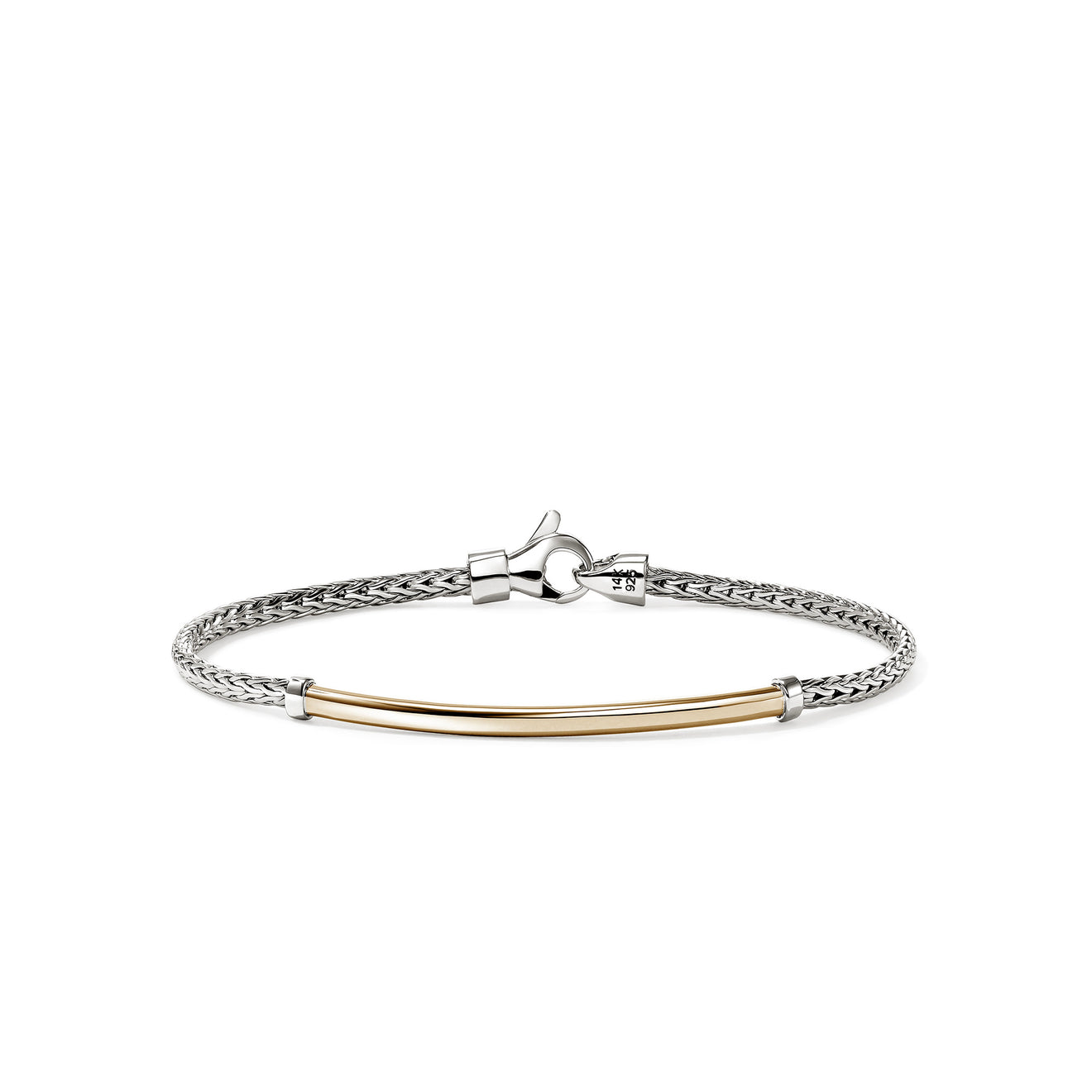 JH Essentials 14K Gold & Silver 2.5mm Bracelet with Lobster Clasp Sz M