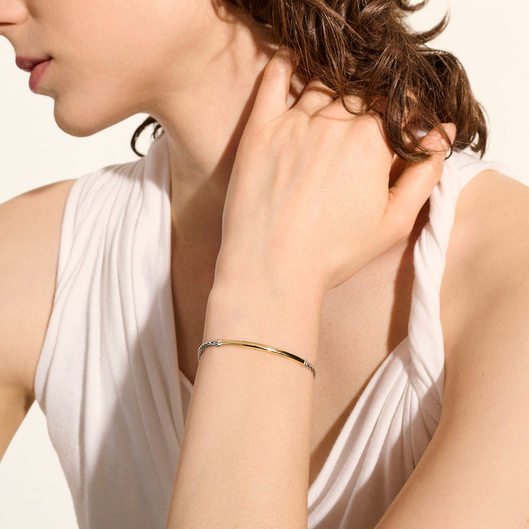 JH Essentials 14K Gold & Silver 2.5mm Bracelet with Lobster Clasp Sz M