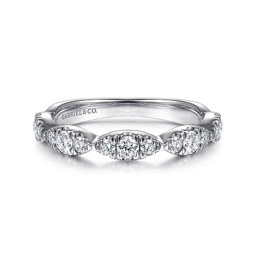 14K White Gold Diamond Cluster Marquise Station Ring by Gabriel