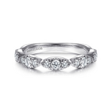 14K White Gold Diamond Cluster Marquise Station Ring by Gabriel