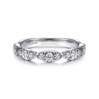 14K White Gold Diamond Cluster Marquise Station Ring by Gabriel