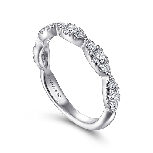 14K White Gold Diamond Cluster Marquise Station Ring by Gabriel