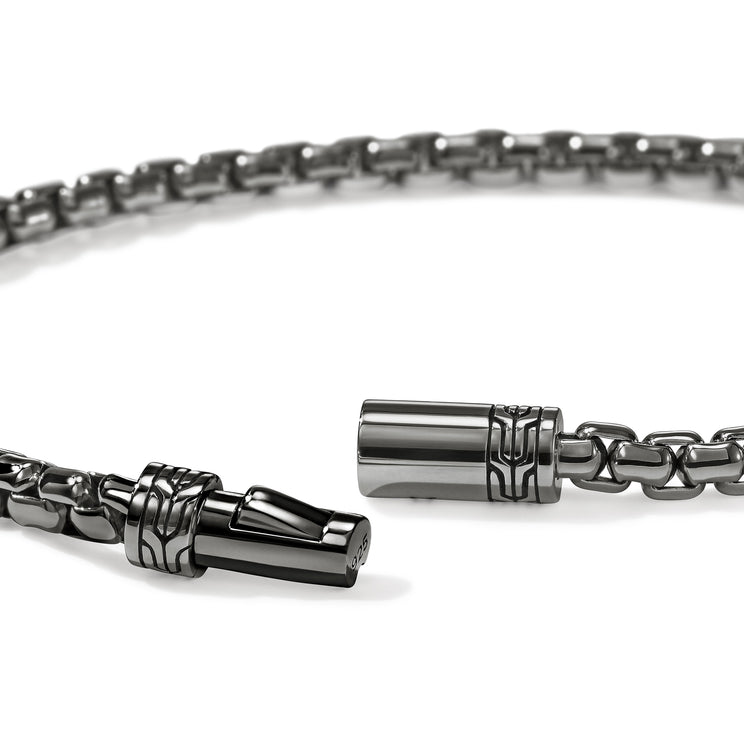 Chains Silver Box Chain Bracelet in Satin Matte Black Rhodium by John Hardy
