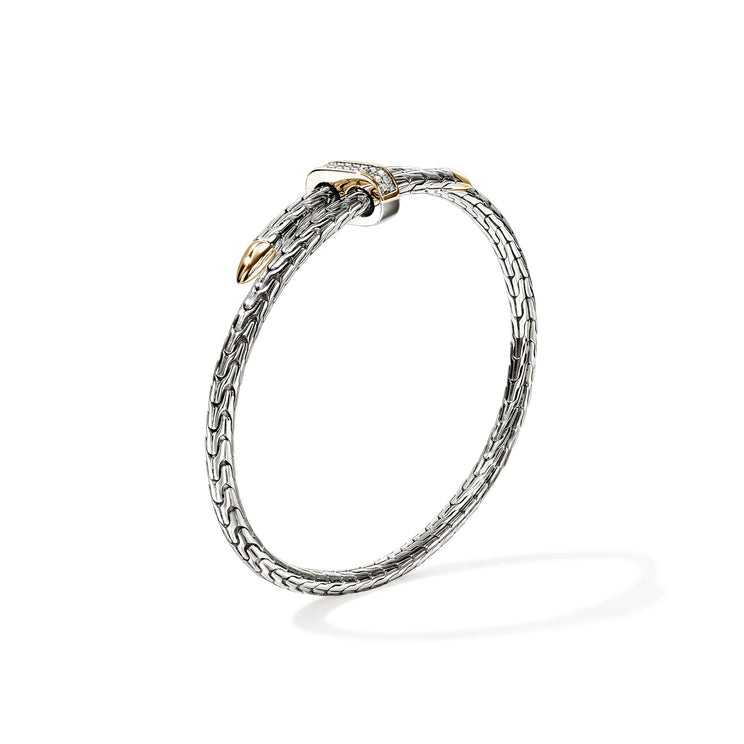 Spear Two Tone Diamond Pave Bypass Flex Cuff by John Hardy