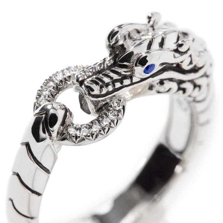 Naga Heritage Silver Diamond Pave Dragon Head Ring by John Hardy
