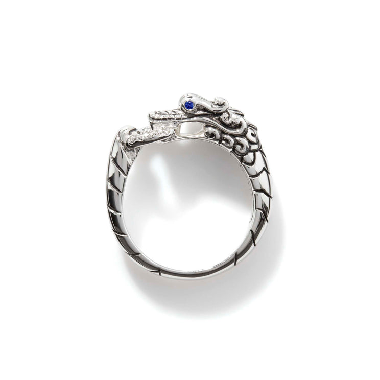 Naga Heritage Silver Diamond Pave Dragon Head Ring by John Hardy
